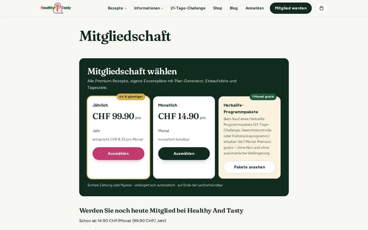 HealthyAndTasty.ch – Abonament