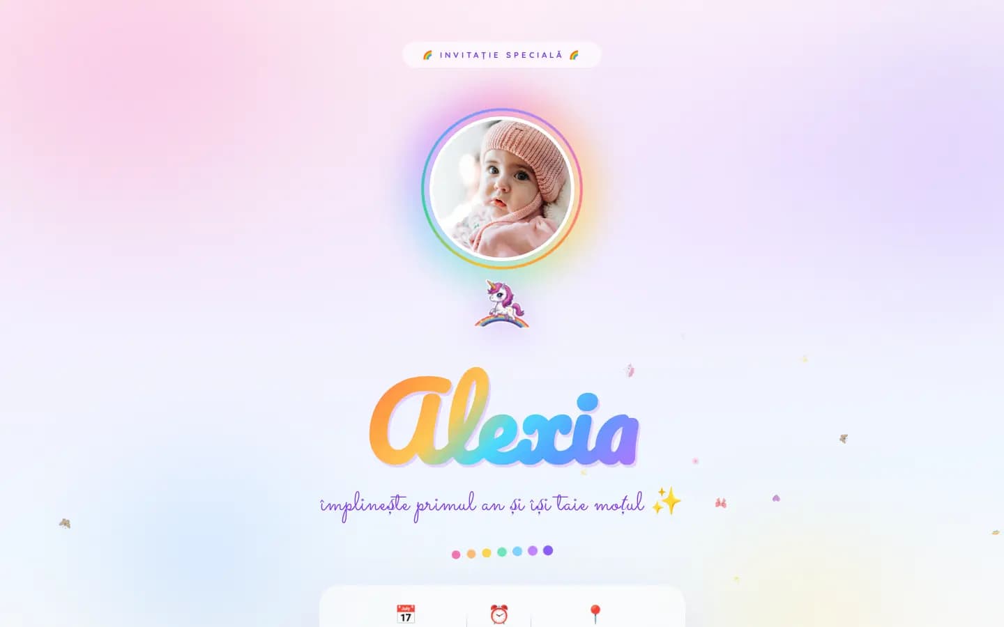 Petrecere-Alexia.ro – Invitație digitală de aniversare