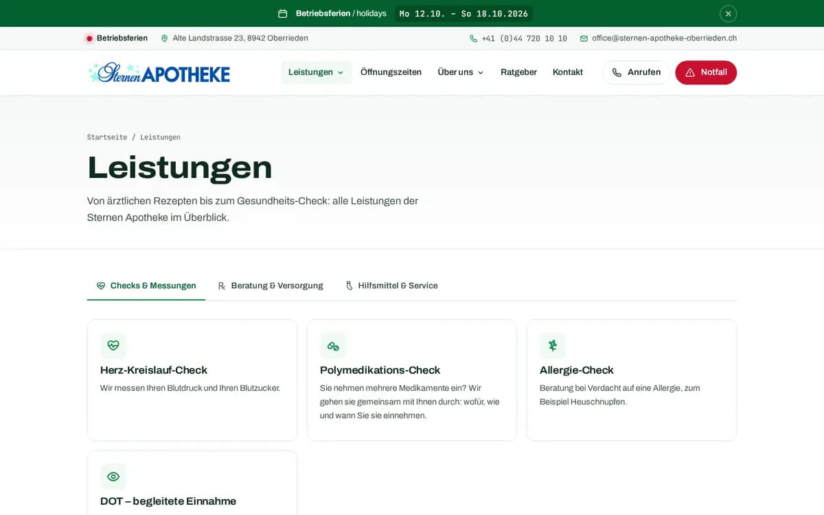 Sternen-Apotheke-Oberrieden.ch – Prezentarea serviciilor